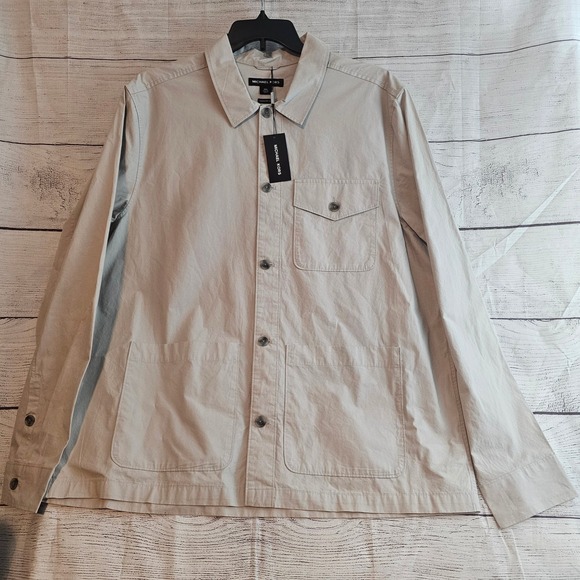 Michael Kors XXL Khaki Cargo Style Overshirt Fit Long Sleeve Shirt NWT $118 L973 - Picture 2 of 8